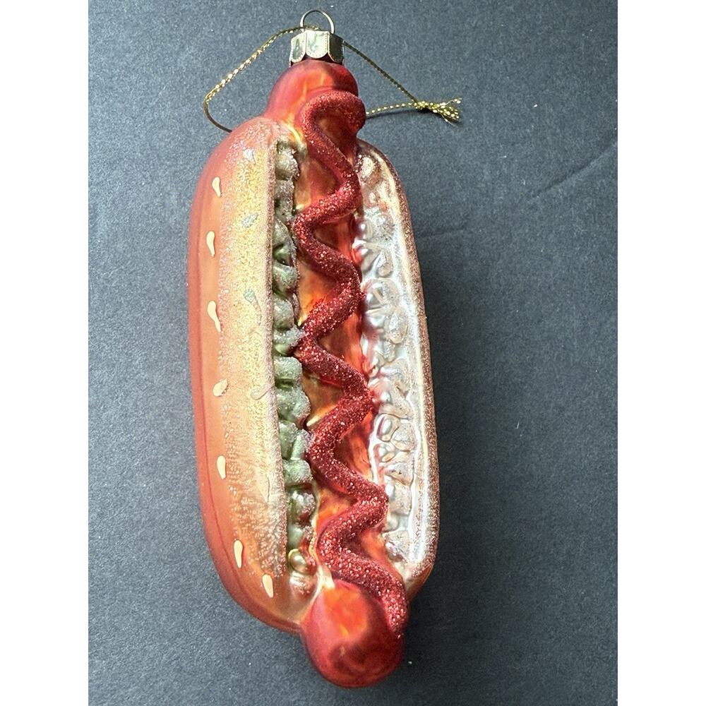 Blown Glass Hot Dog Food Ornament Whimsy Holiday Chrostmas - Picture 4 of 4